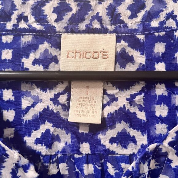 Chico's Blue Long Sleeve Tunic Women's Blouse Size 1 - Picture 4 of 6